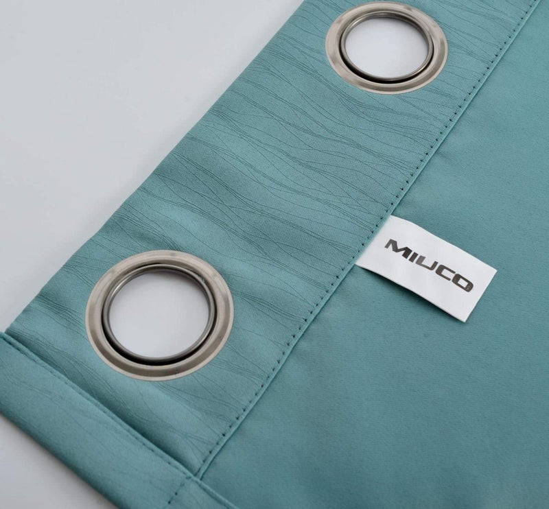 MIUCO Blackout Curtains Room Darkening Curtains Textured Grommet Curtains for Window Treatment 2 Panels 52x63 Inch Long Teal - Image 5